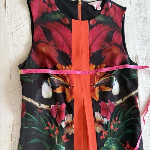 Ted Baker Black Dress Tropical Orange Accent Design size 2 (4/6) - Picture 6 of 8